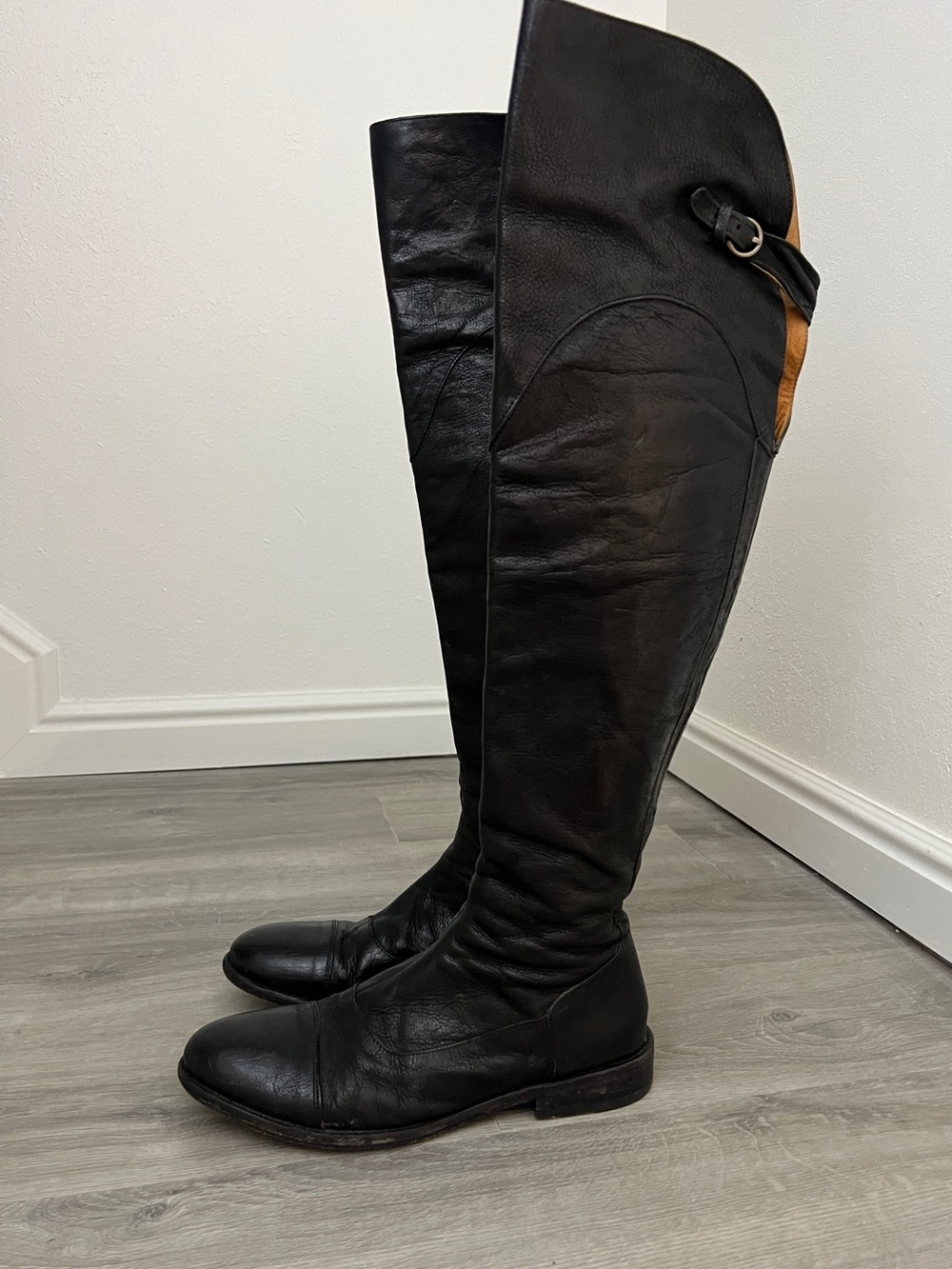 Vintage All Saints Hussar Tall Leather Boots, Over Knee, Black, Women Size 38/7